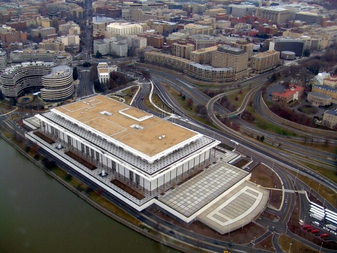 The building of the John F. Kennedy Center for the Performing Arts in Washington, DC