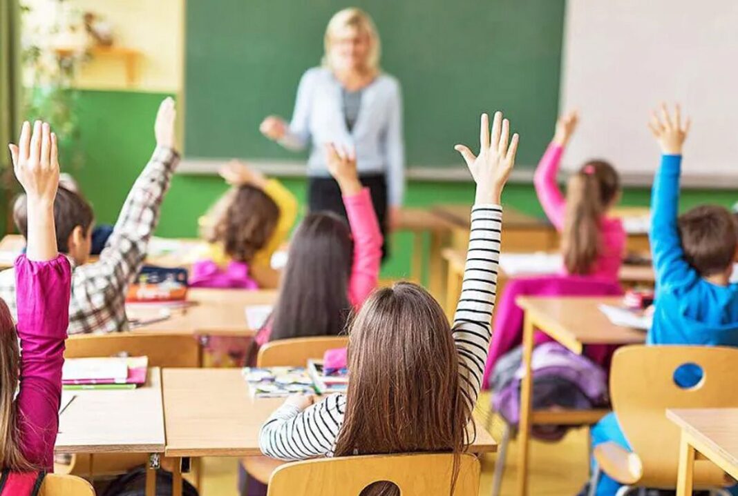 Ukrainian school students in class