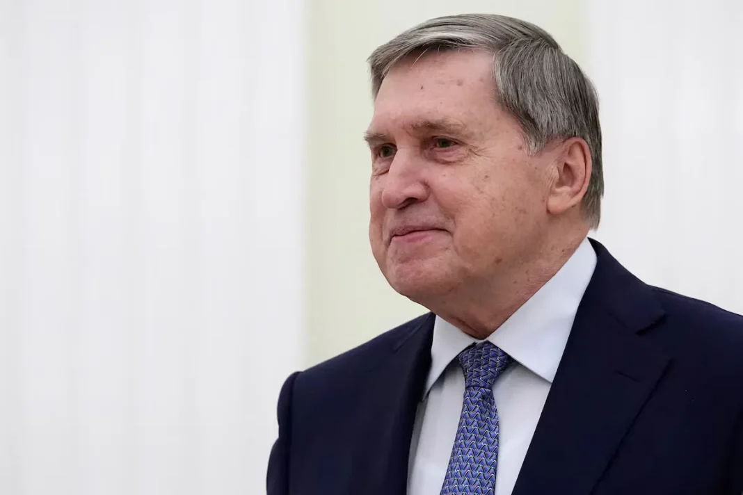 Russian presidential aide Yuri Ushakov during a statement in the Kremlin