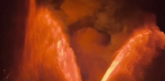 Lava fountains during the eruption of Kilauea volcano in Hawaii