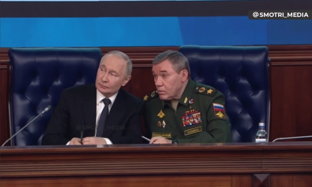 Vladimir Putin during a speech in Russia