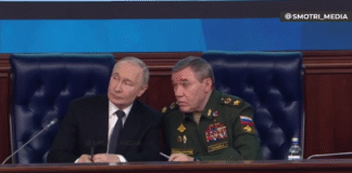 Vladimir Putin during a speech in Russia