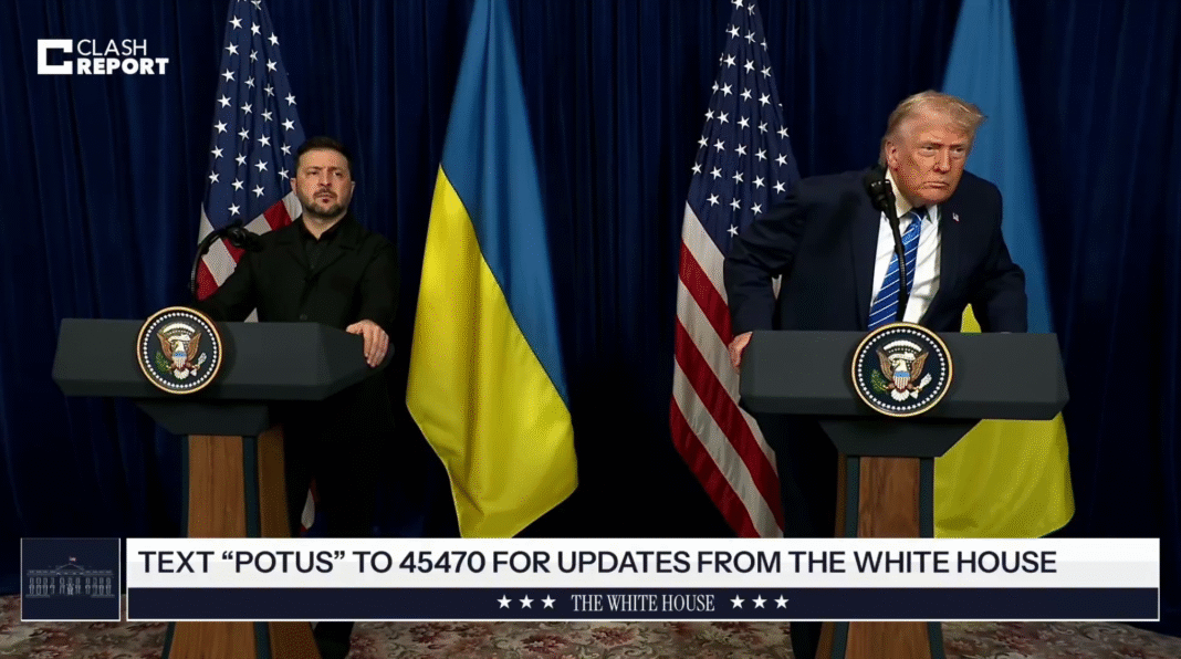 Donald Trump and Volodymyr Zelenskyy during talks on a peace plan