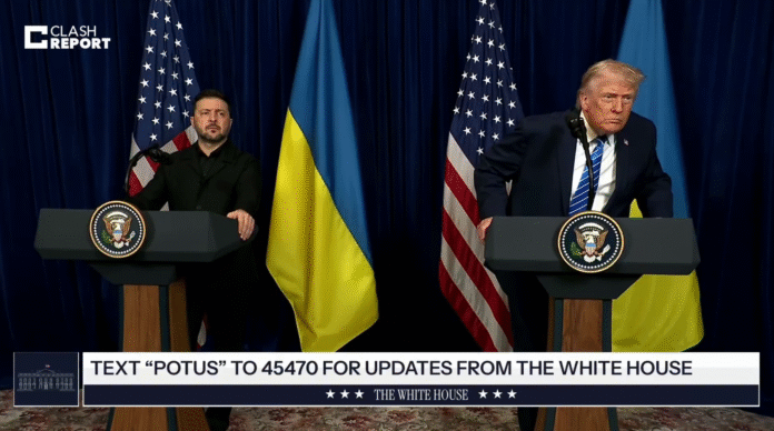 Donald Trump and Volodymyr Zelenskyy during talks on a peace plan