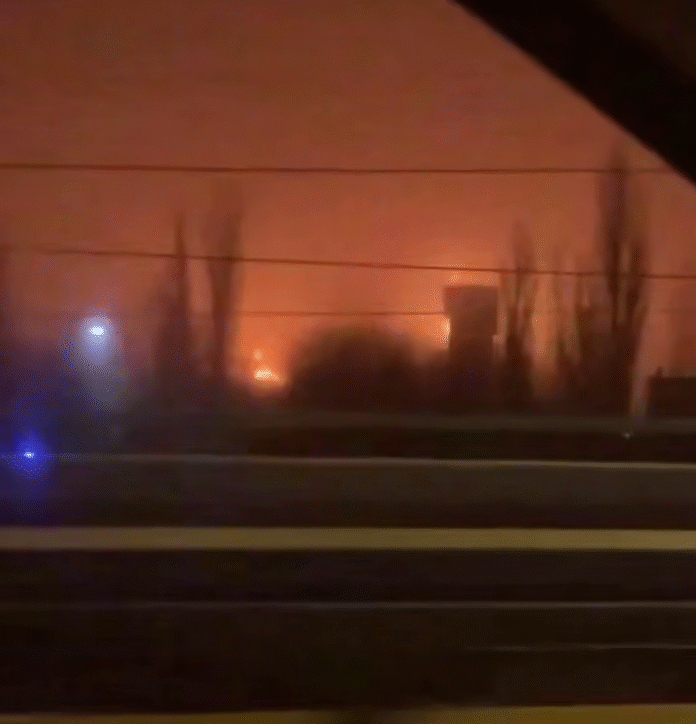 Fire after drone attack in the Livensky district of the Oryol region