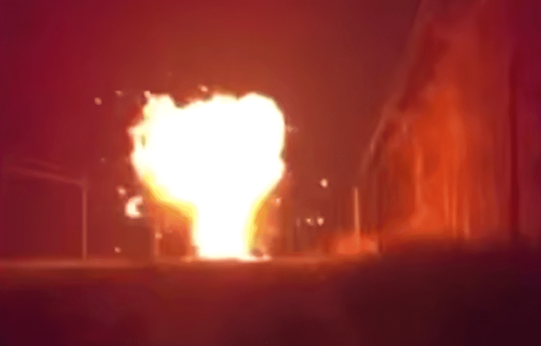 Fire after an explosion at the Druzhba oil pipeline«