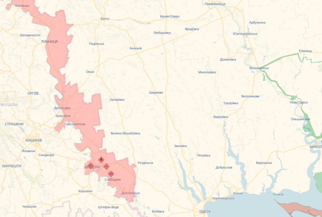 Map of Transnistria and adjacent territories of Ukraine