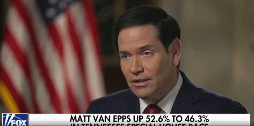 U.S. Secretary of State Marco Rubio during a speech