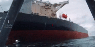 Sea Baby marine drone approaches the Dashan tanker in the Black Sea