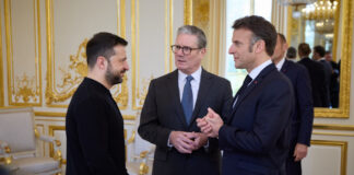 Volodymyr Zelenskyy, Keir Starmer, Olaf Merz and Emmanuel Macron