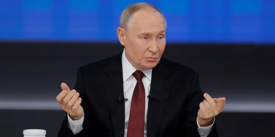 Vladimir Putin speaking at the Kremlin