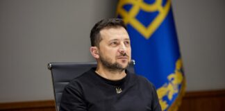 President of Ukraine Volodymyr Zelenskyy during a speech