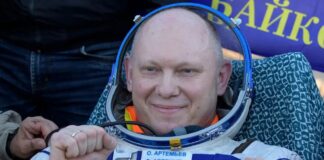 Russian cosmonaut in a spacesuit