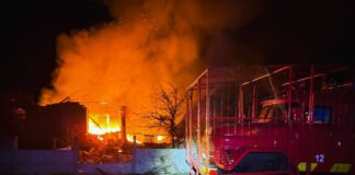 Aftermath of nighttime drone attack in Kharkiv region - a fire in the private sector