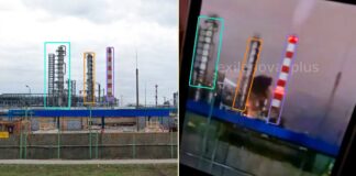 Smoke and fireworks over the Ryazan oil refinery after a nighttime drone attack