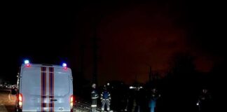 Explosion site and rescuers' work in Belgorod after the bomb fell