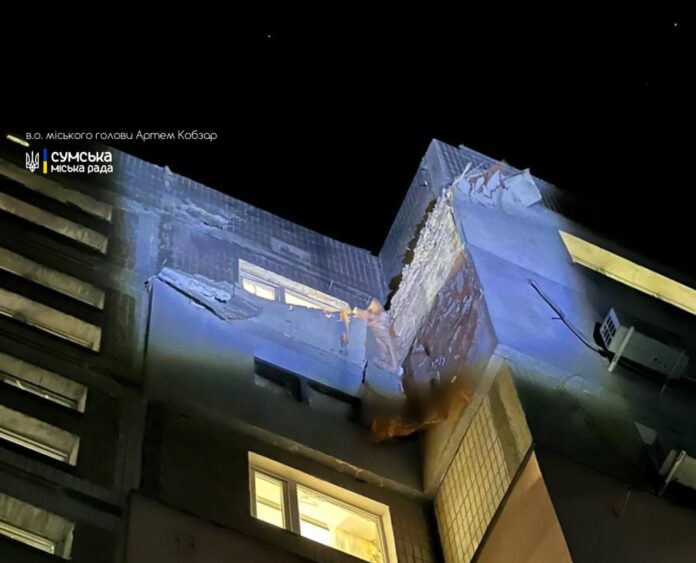 photo_2025-12-13_22-59-52 Multi-storey building in Sumy damaged after drone strike