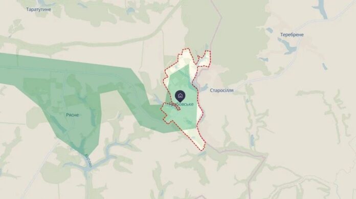 Map of the border area of Sumy region near the village of Hrabovske