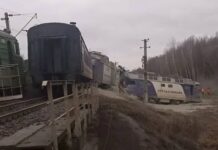 Пасажирський та вантажний поїзди після аварії на Житомирщині