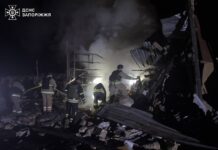 Consequences of an air strike on Zaporizhzhia at night