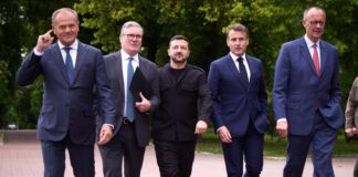 Zelenskyy and European leaders during a joint meeting