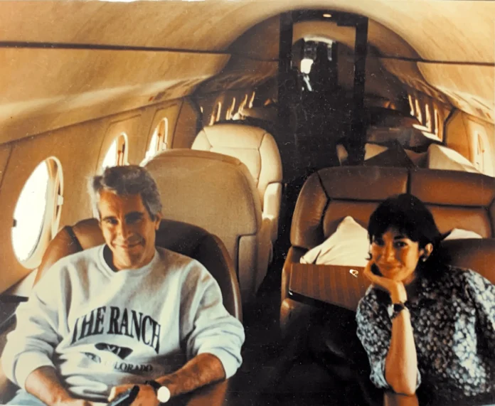 Jeffrey Epstein in the cabin of a private jet