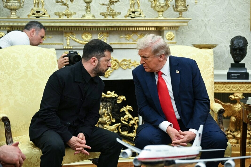 Volodymyr Zelenskyy and Donald Trump during the talks
