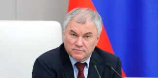 Vyacheslav Volodin speaks in the State Duma hall
