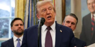 US President Donald Trump during a speech