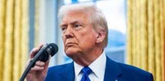 Donald Trump during a public statement