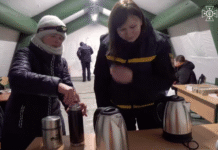 SES mobile point of resilience with tents and people