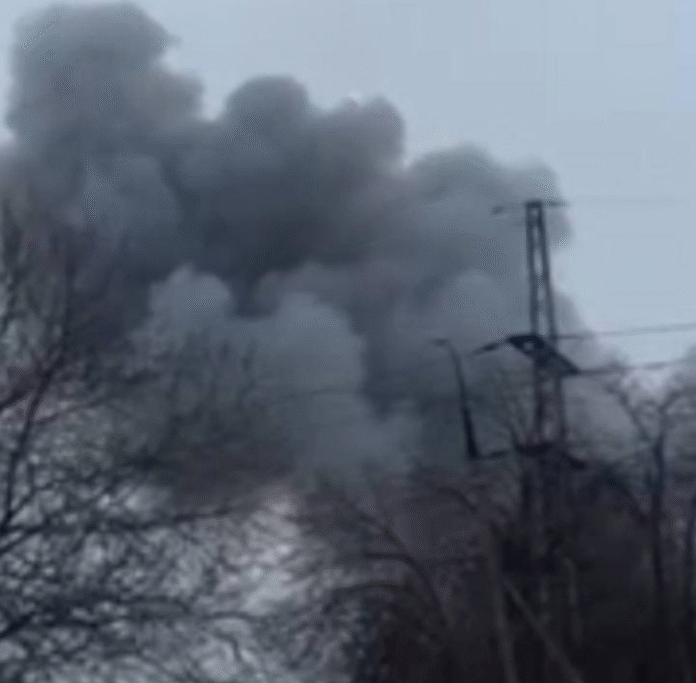 Smoke over a residential area in Kryvyi Rih