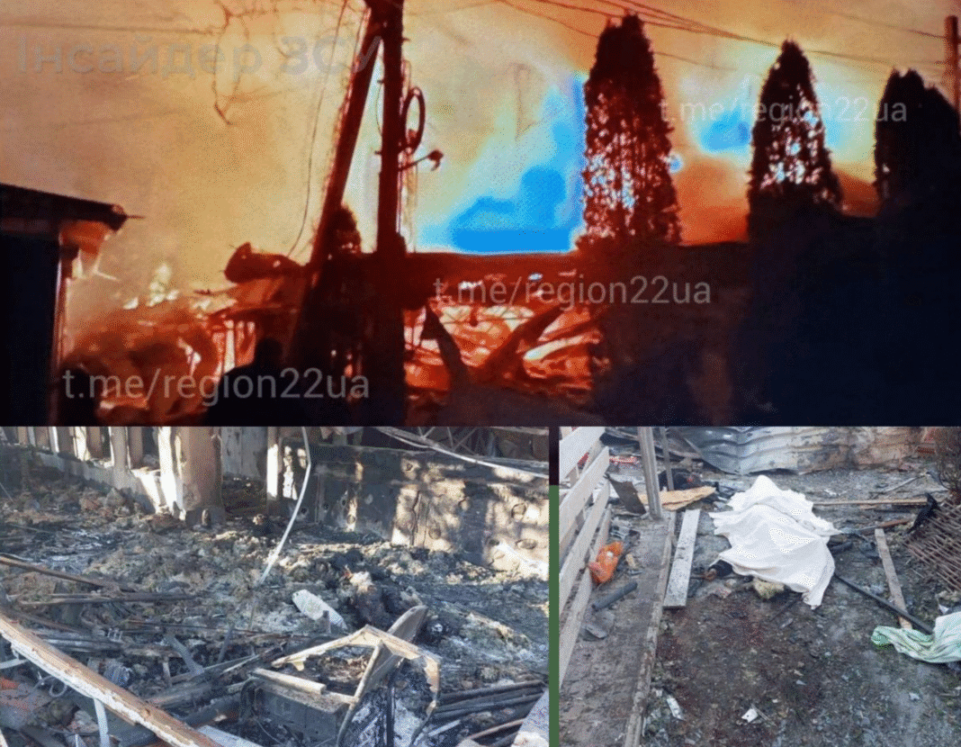 Наслідки удару БпЛА по будівлі на окупованій Херсонщині