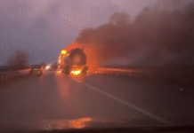Russia intensifies strikes on logistics Vehicle fire on the road after impact