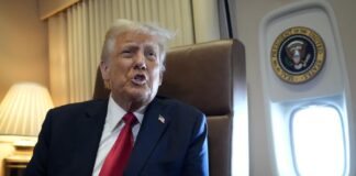 US President Donald Trump talking to journalists