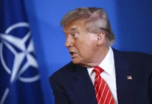 Donald Trump during a speech on Arctic security