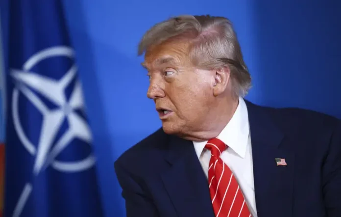 Donald Trump during a speech on Arctic security