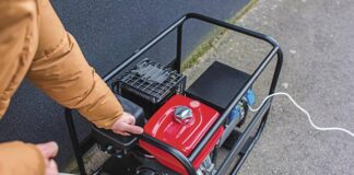 Generator in a small business during a power outage
