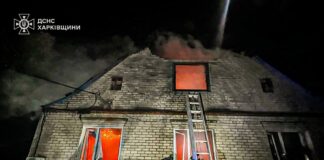 Пожежа в житловому будинку на Харківщині після атаки дрона РФ