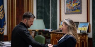 Христя Фріланд і Володимир Зеленський