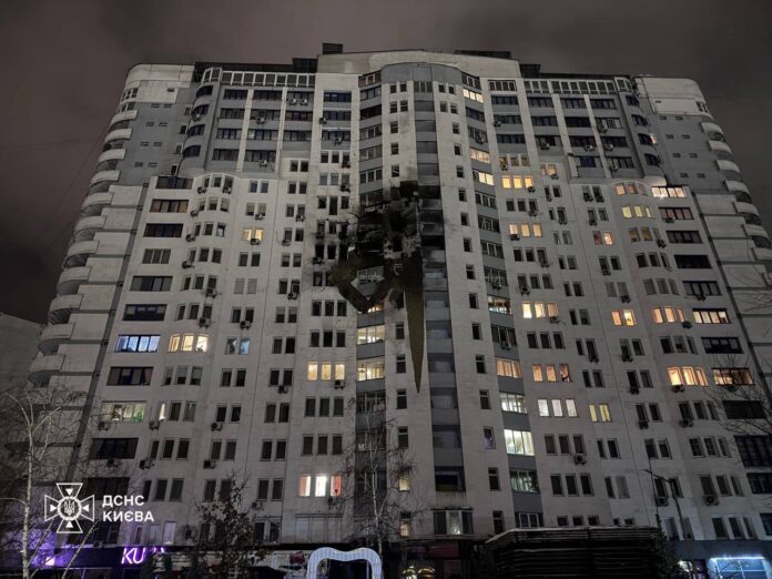Damage to civilian infrastructure after a Russian strike during a cold snap in Ukraine.