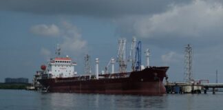 Russian oil tanker at the port