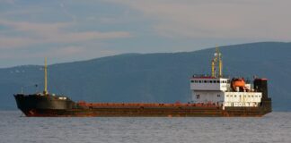 A bulk carrier at sea