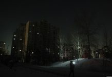 A winter city in Russia without electricity