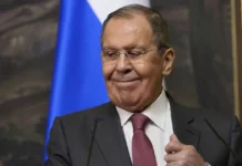 Sergey Lavrov during a public statement