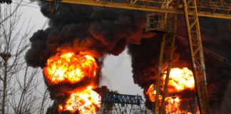 Fire at an oil depot in the Krasnodar Territory