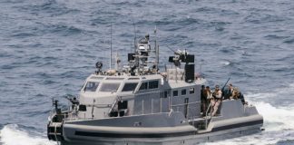 A patrol boat at sea during an operation