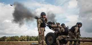 Ukrainian soldiers during training