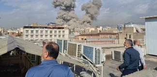 Russian Foreign Ministry calls for diplomacy in the Middle East Smoke over urban development in the Middle East after explosions