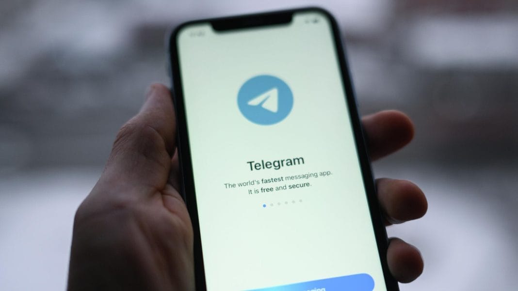 Telegram logo on the smartphone screen